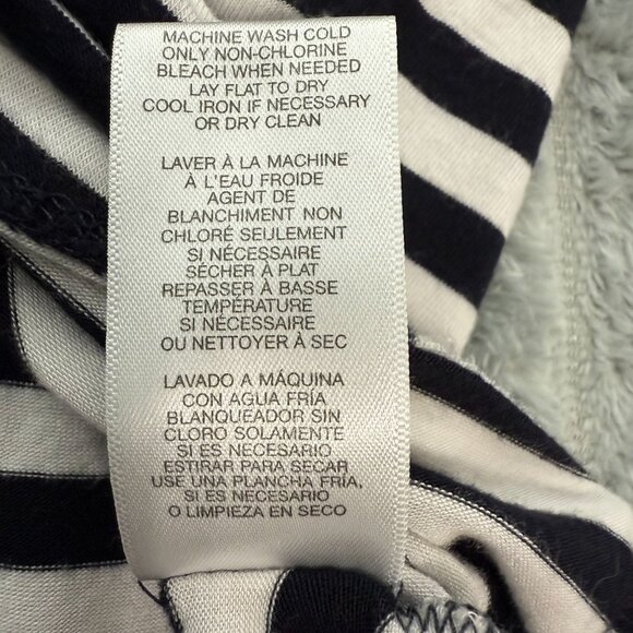 Michael Kors Top Womens XL Black White Stripe Nautical Preppy Long Sleeve Ruched - Picture 10 of 10